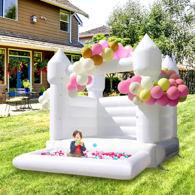 Rental Pesta Komersial Bouncer Castle Jumper Bounce House White Bouncy Castle dengan kolam renang