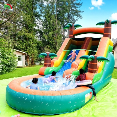Komersial Air Kering dan Basah Slide Inflatable Tropical Fiesta Breeze Kids Air Slide Inflatable dengan kolam renang