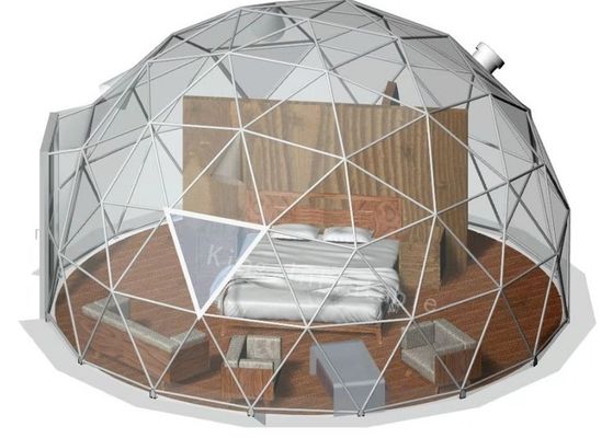Luar Ruangan Transparan 4 m Tenda kubah Geodesik Bubble Camping Tent Dengan Pemandangan Pipa Baja Bintang